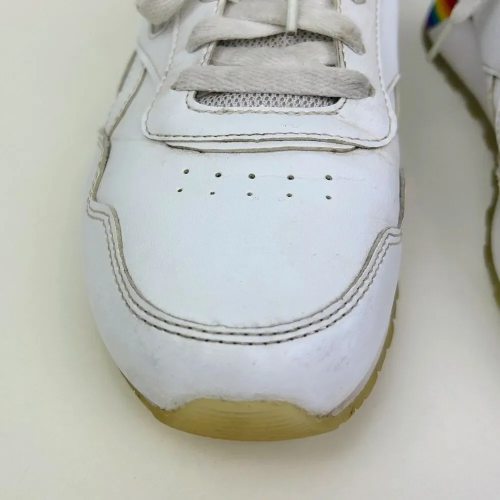 Reebok Classic Harman Run Pride Tennis Shoes Rainbow Sneakers White Multi Mens 8
